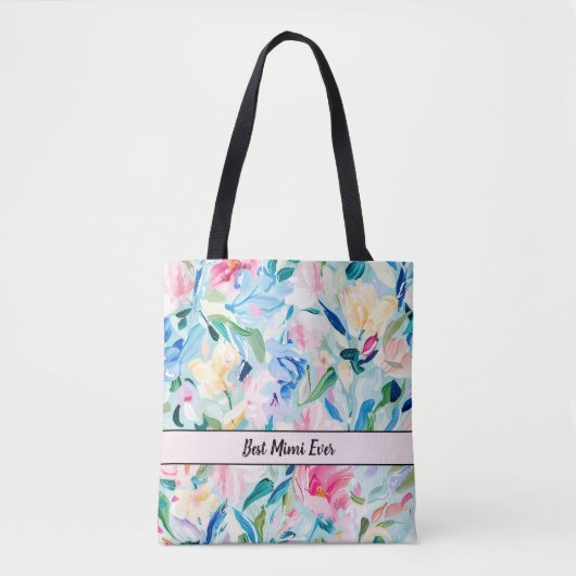Abstracte bloemen beste mimi ooit tote bag (Voorkant)