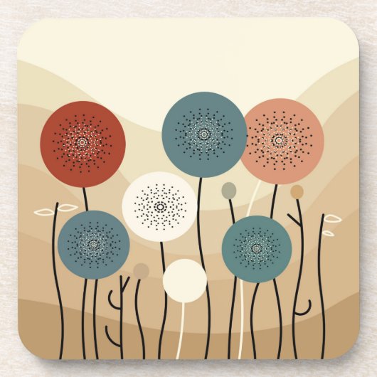 Abstracte bloemen bier onderzetter (Voorkant)