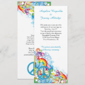 Abstracte Bloemen Blauw Vredesteken Post Trouwen Kaart (Voorkant / Achterkant)