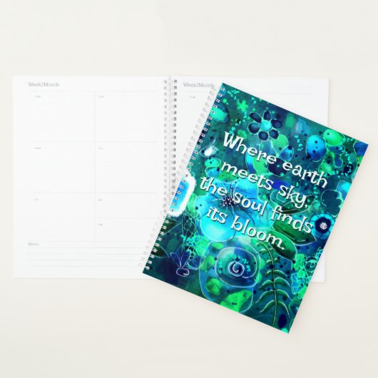 Abstracte Bloemen Blauwgroen Blauw Groen Gepersona Planner (Display)