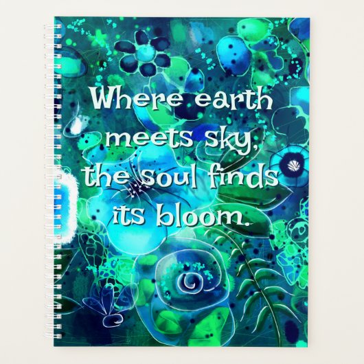 Abstracte Bloemen Blauwgroen Blauw Groen Gepersona Planner (Voorkant)