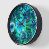 Abstracte Bloemen Blauwgroen Blauw Groene Bloemen (Hoek)