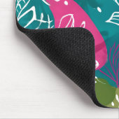 Abstracte Bloemen Blauwgroen Roze Kantoor Muismat (Hoek)