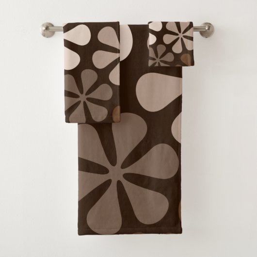 Abstracte Bloemen Browns & Creams Bad Handdoek (Insitu)