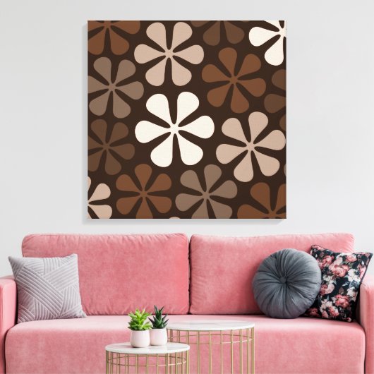 Abstracte Bloemen Browns & Creams Canvas Afdruk (Insitu (Woonkamer))