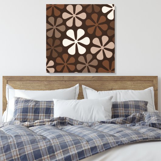 Abstracte Bloemen Browns & Creams Canvas Afdruk (Insitu (Slaapkamer))
