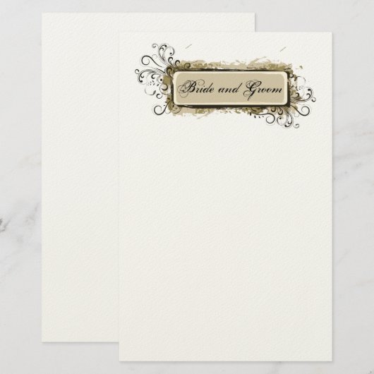 Abstracte bloemen bruiloft briefpapier (Voorkant / Achterkant)