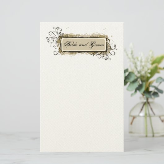 Abstracte bloemen bruiloft briefpapier (Staand voorkant)