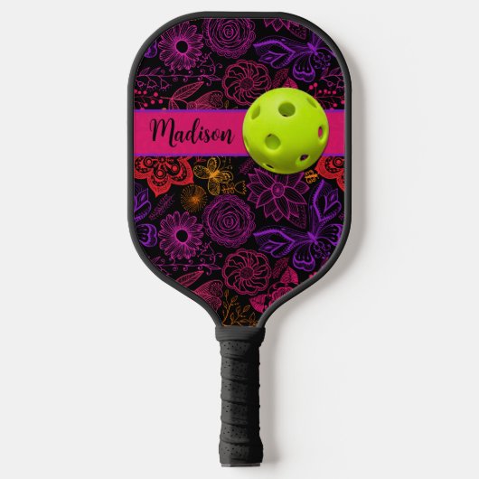 Abstracte bloemen, Butterflies Pickleball Princess Pickleball Paddle (Voorkant)