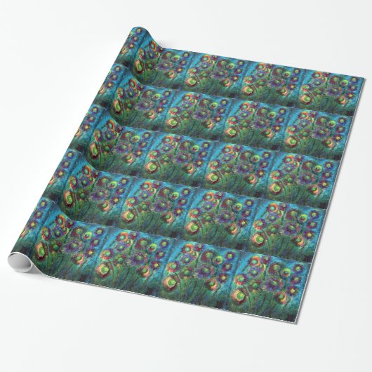 Abstracte Bloemen Cadeaupapier (Uitgerold)