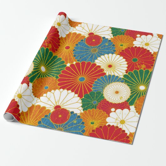 Abstracte bloemen cadeaupapier (Uitgerold)