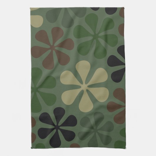 Abstracte bloemen Camouflage Theedoek (Verticaal)