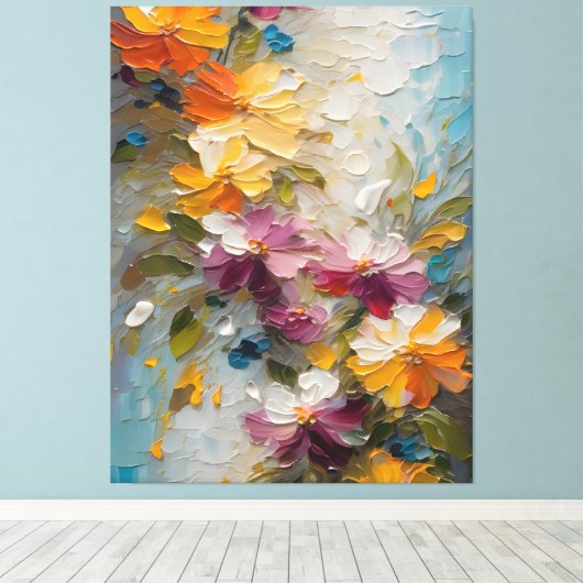 Abstracte bloemen canvas afdruk (Insitu (Houten vloer))