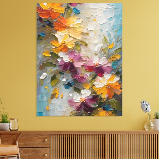 Abstracte bloemen canvas afdruk (Insitu (Woonkamer))