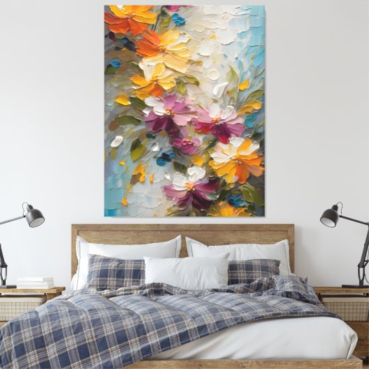 Abstracte bloemen canvas afdruk (Insitu (Slaapkamer))