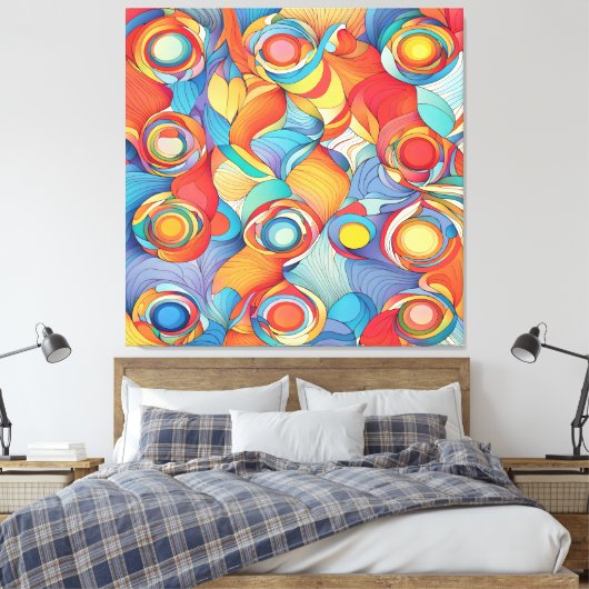 Abstracte bloemen canvas afdruk (Insitu (Slaapkamer))