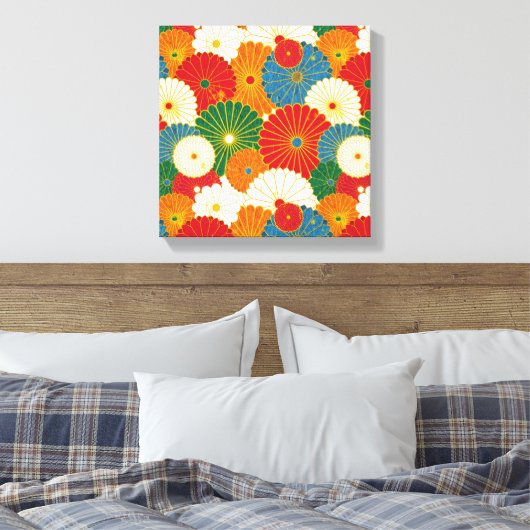 Abstracte bloemen canvas afdruk (Insitu (Slaapkamer))
