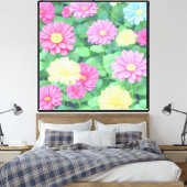 Abstracte bloemen canvas afdruk (Insitu (Slaapkamer))
