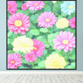 Abstracte bloemen canvas afdruk (Insitu (Houten vloer))