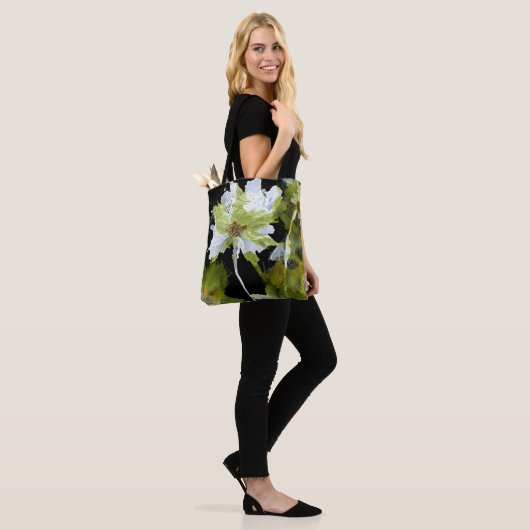 Abstracte bloemen Canvas tas (Op model)