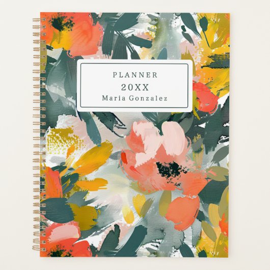 Abstracte Bloemen Custom 2025 Wekelijkse Planner (Voorkant)