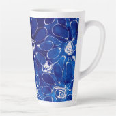 Abstracte Bloemen Daisies Blauw Wit Daisy Bloemen Latte Mok (Rechts)