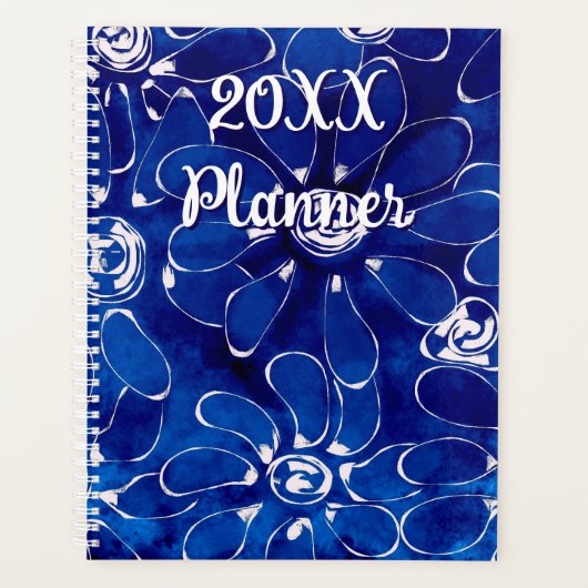 Abstracte Bloemen Daisies Blauw Wit Daisy Bloemen Planner (Voorkant)