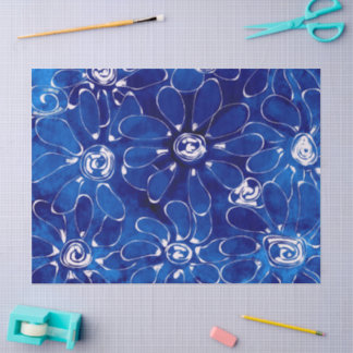 Abstracte Bloemen Daisies Blauwe Bloemen Decoupage Tissuepapier