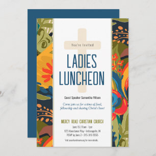 Abstracte Bloemen Dames Kerk Luncheon Uitnodiging