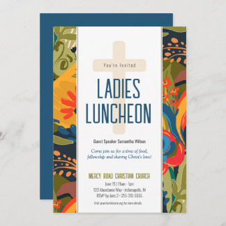 Abstracte Bloemen Dames Kerk Luncheon Uitnodiging