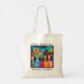 Abstracte bloemen dames tote bag (Achterkant)