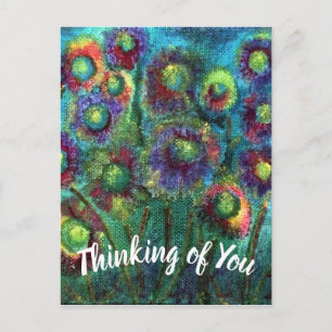 Abstracte Bloemen Denken Aan Jou Briefkaart