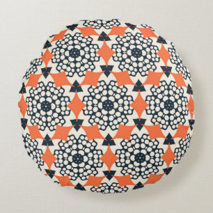Abstracte bloemen: eenvoudige geometrische Vintage Rond Kussen