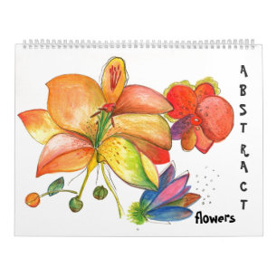 Abstracte bloemen en agenda voor orchideeën kalender