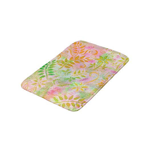 Abstracte bloemen en bladeren Bath Mat (Gekanteld)