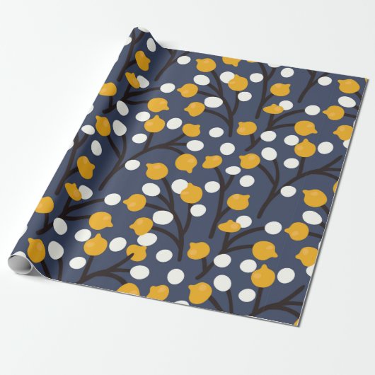 Abstracte bloemen en bladeren cadeaupapier (Uitgerold)