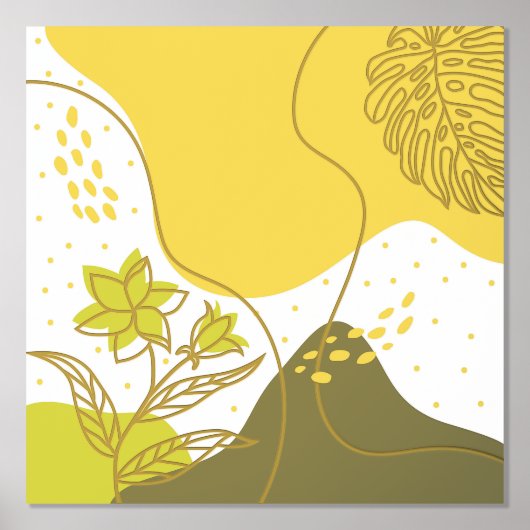 Abstracte bloemen en bladeren folie afdrukken (Voorkant)