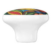 Abstracte bloemen en bladeren keramische knop (Zijkant)