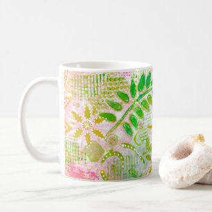 Abstracte bloemen en bladeren koffiemok