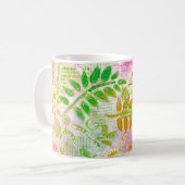 Abstracte bloemen en bladeren koffiemok (Voorkant links)