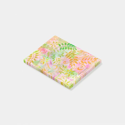 Abstracte bloemen en bladeren post-it® notes (Schuin)