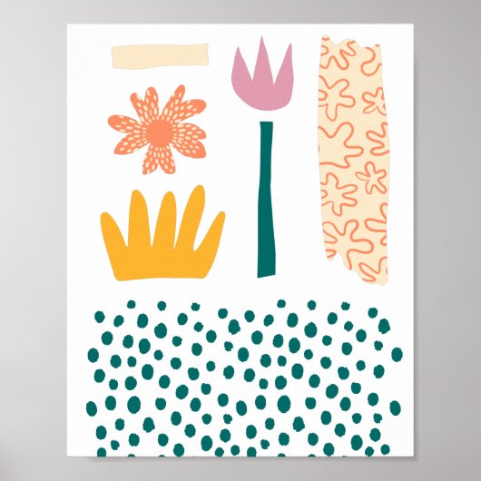 Abstracte bloemen en bladeren poster (Voorkant)