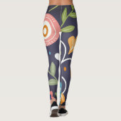 Abstracte bloemen- en gebladerte kunst leggings (Achterkant)