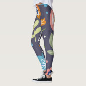 Abstracte bloemen- en gebladerte kunst leggings (Links)