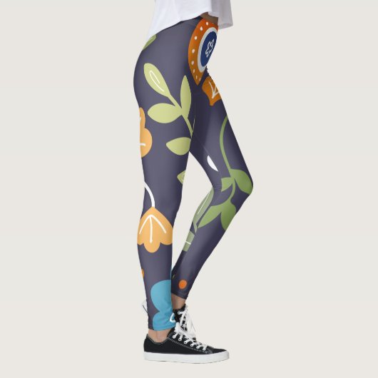 Abstracte bloemen- en gebladerte kunst leggings (Rechts)
