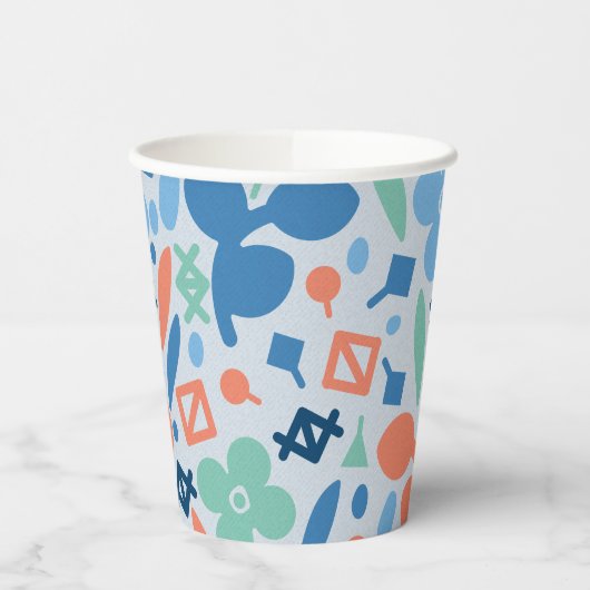 Abstracte Bloemen en Geometrisch Kleurrijk Patroon Papieren Bekers (Links)