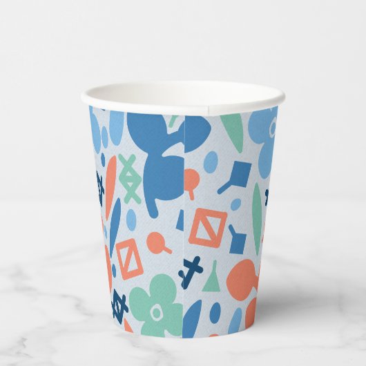 Abstracte Bloemen en Geometrisch Kleurrijk Patroon Papieren Bekers (Rechts)