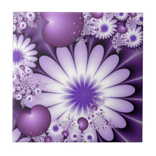 Abstracte bloemen en harten fractaal van verliefdh tegeltje