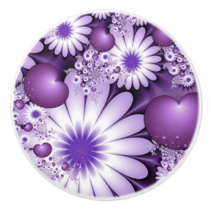 Abstracte bloemen en harten fractal verliefd worde keramische knop