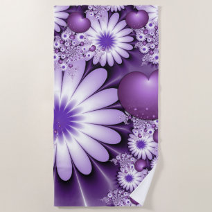 Abstracte bloemen en harten fractal verliefd worde strandlaken